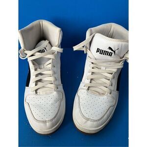 Men's Puma 369573-24 Rebound Layup High Top Sneakers White Black Size 11.5